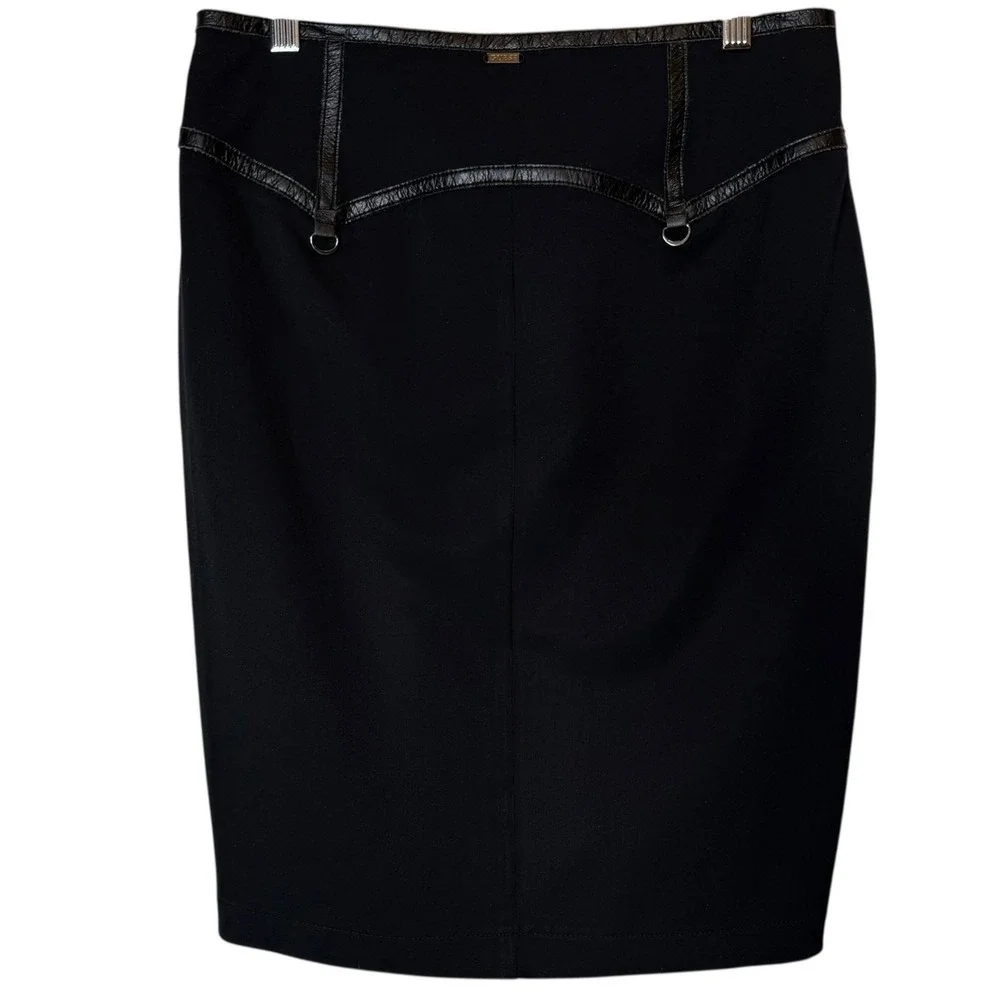 Guess Pencil Skirt with Faux Leather Trim Retro Black size 26